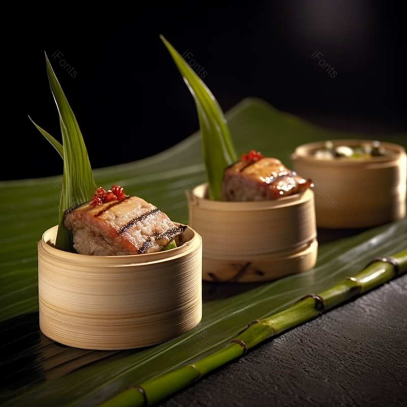 蒸肉粽叶蒸笼整齐排列摆拍黑色背景实拍,高清,摄影图,摄影图片,图片大全,摄影图免费下载